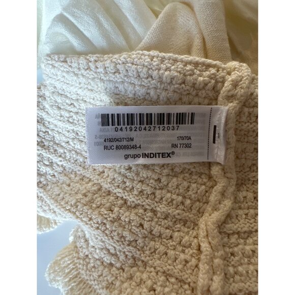 Zara Combined Knit & Ruffle Skirt Size M Cream Boho Chic - Picture 9 of 9